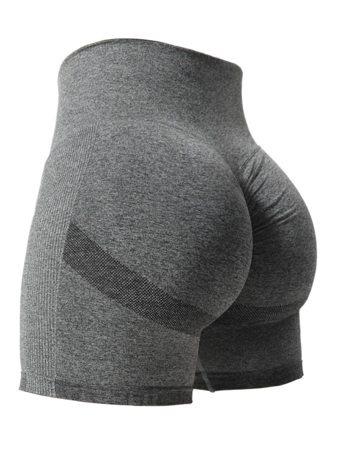 Women High Waist Workout Yoga Gym Smile Contour Seamless Cycling Shorts Dark Grey L