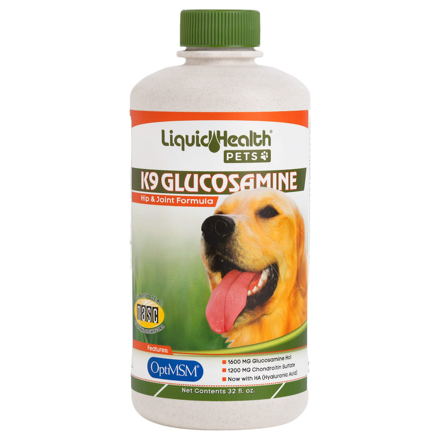 32 Oz K9 Liquid Glucosamine for Dogs, Puppies and Senior Canines - Chondroitin, MSM, Hyaluronic Acid – Joint Health, Dog Vitamins Hip Joint Juice, Dog Joint Oil