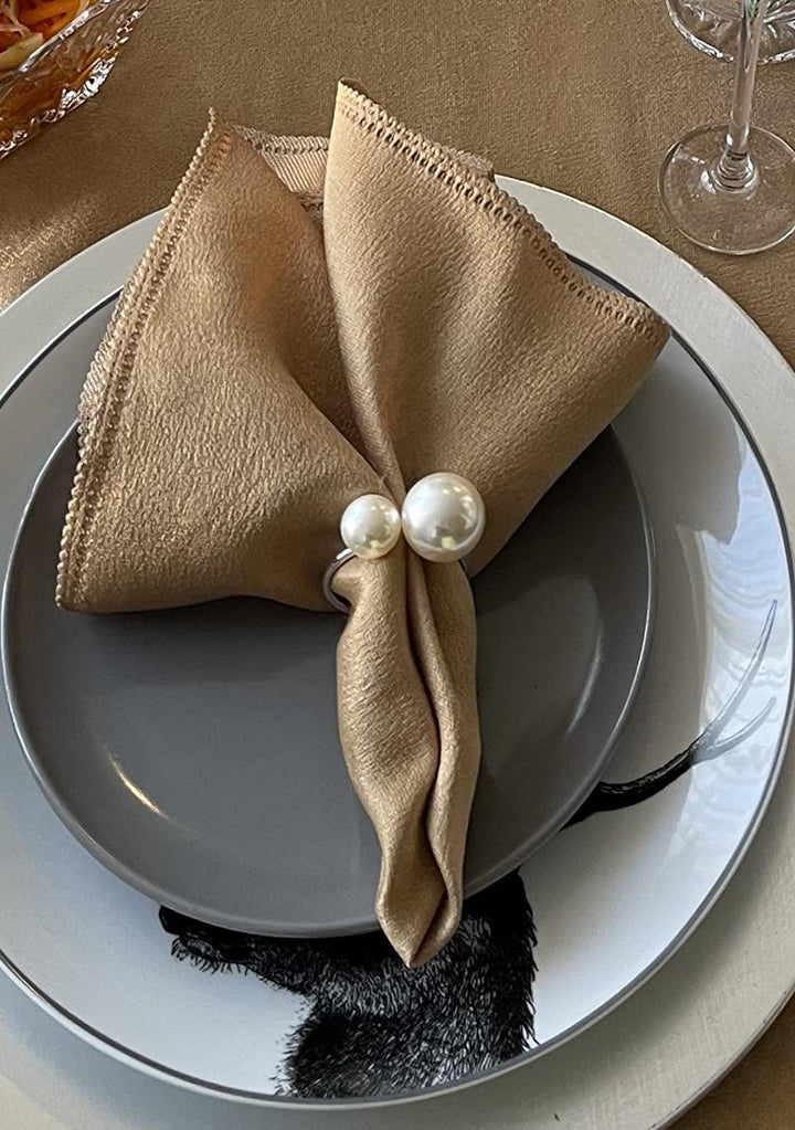 Kesote Pearl Napkin Rings Set of 12, Silver Napkin Ring