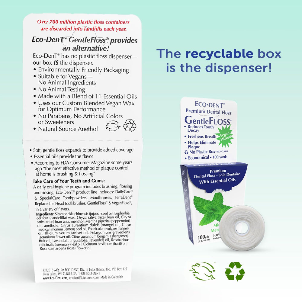Eco-Dent: Premium Gentle Dental Floss, Mint, 100 Yards