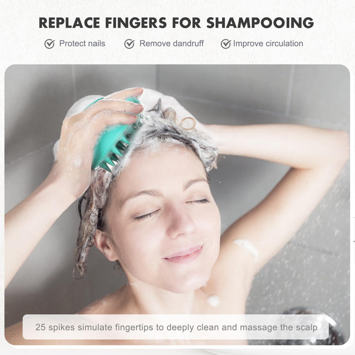 Green: Shampoo Brush Scalp Massager, FReatech [Wet &amp; Dry] Hair Scalp Massage Brush Soft Silicone Comb for Men, Women, Kids and Pets - Green