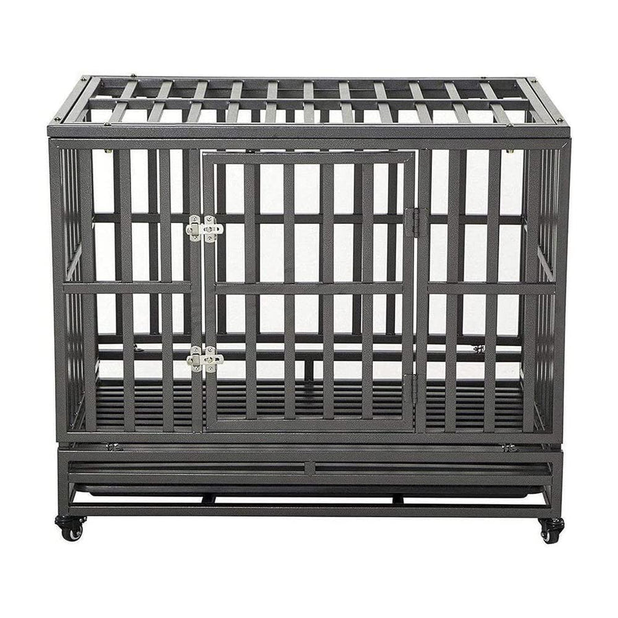38 Inch Heavy Duty Dog Cage Metal Kennel and Crate for Large Dogs,Easy to Assemble Pet Playpen with Four Wheels,Black … …