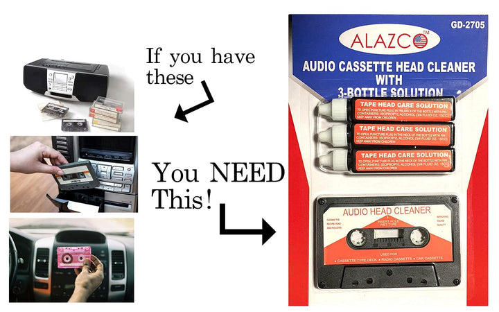 Audio Tape Cassette Head Cleaner w/ 3 Cleaning Fluids C