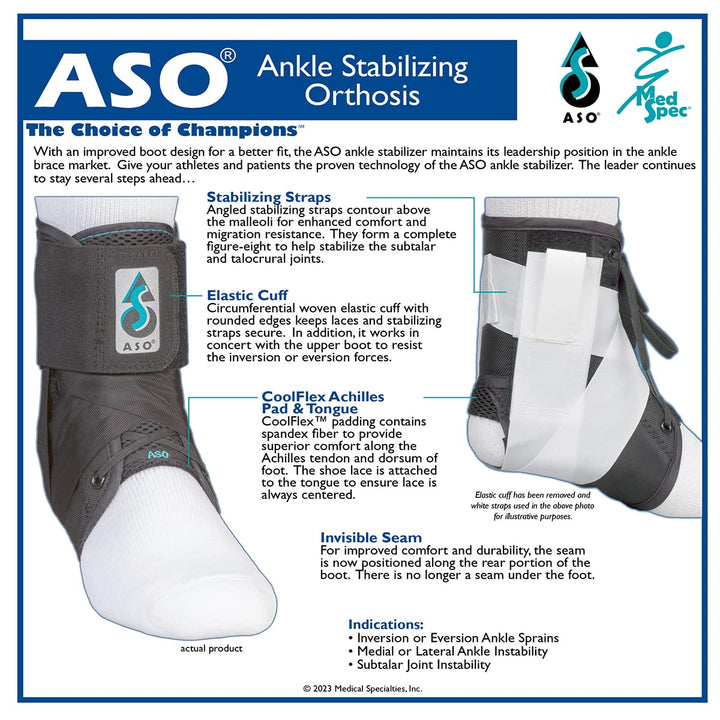 Med Spec ASO Ankle Stabilizer, White, X-Large