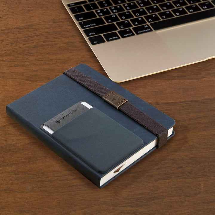 Secure Card Holder for Back of Phone, Stretchy Fabric Cell Phone Wallet Stick On Credit Card Case for iPhone &amp; Android. Sinji Pouch Flap Black