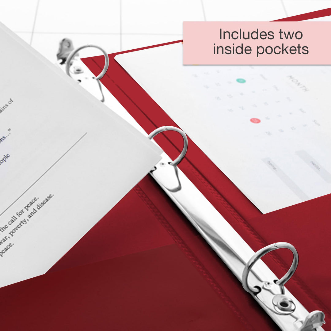 BAZIC 1/2 Burgundy 3-Ring View Binder w/ 2-Pockets