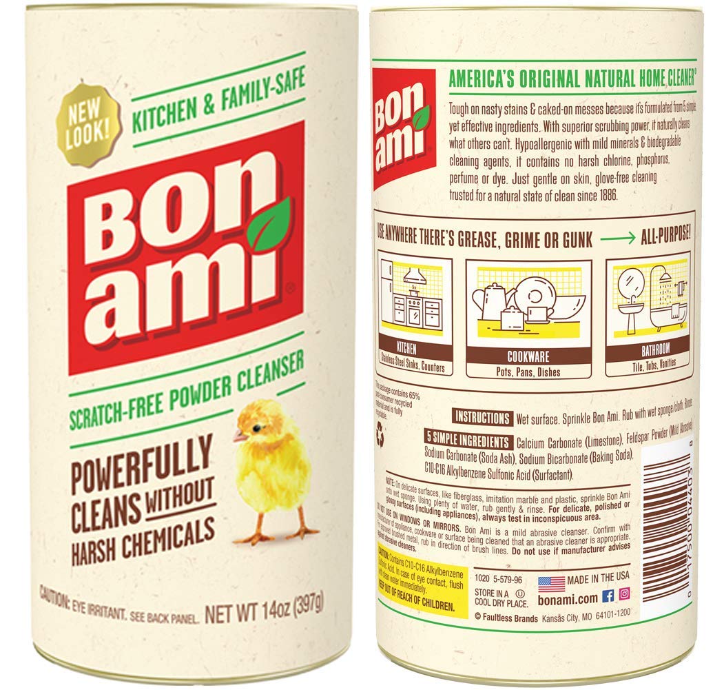 Bon Ami Powder Cleanser - Kitchen and Bath - 14 oz - Cleans without Scratched by Bon Ami