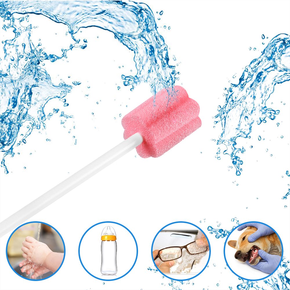 Disposable Oral Care Sponge Swabs(50pcs Pink)