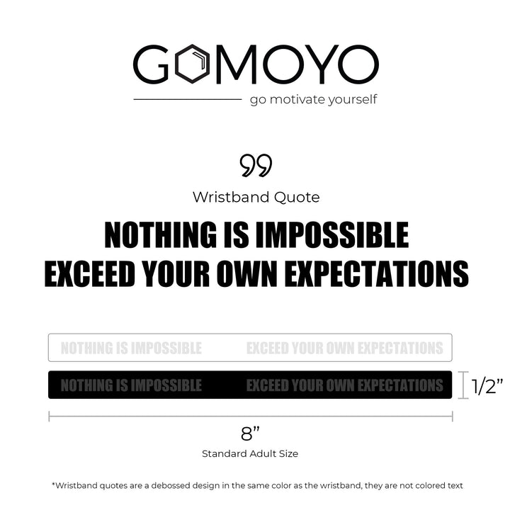 Nothing is Impossible, Exceed Your Own Expectations Motivational Silicone Wristbands, Rubberband Bracelets for Fitness, Workouts, Exercise, Basketball (Black &amp; White 4 Pack (2 Each))