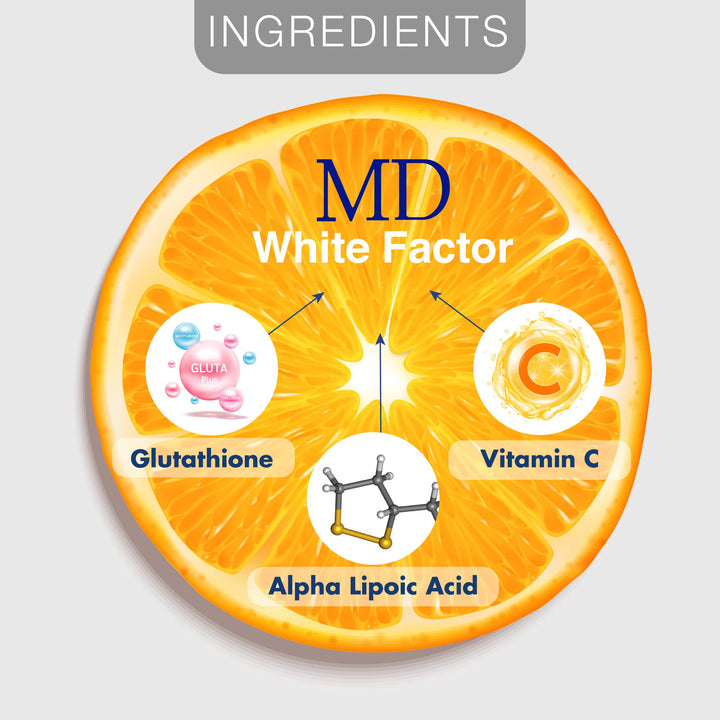 White Factor - Glutathione Supplement with Effective Antioxidants, Vitamin C &amp; Lipoic Acid | (60 Capsules)