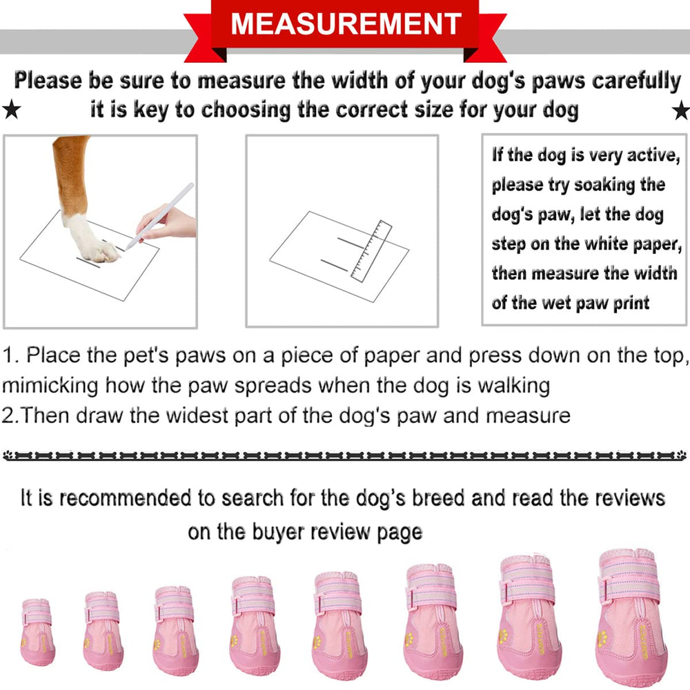 Dog Shoes for Large Dogs, Medium Dog Boots & Paw Protectors for Winter Snowy Day, Summer Hot Pavement, Waterproof in Rainy Weather, Outdoor Walking, Indoor Hardfloors Anti Slip Sole Pink 6