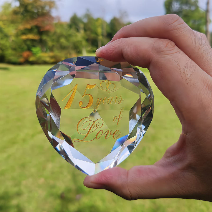 15th Anniversary Crystal Gifts for Husband Wife Boyfriend or Girlfriend, 15 Year Wedding Anniversary Valentines Day Romantic Gifts for Her Him Funny 15 Year Anniversary Marriage Presents for Couple