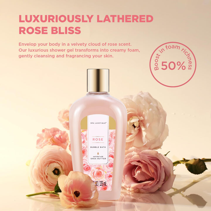 Spa Luxetique Spa Baskets for Women Gift, Gift Basket for Women, 15pcs Rose Spa Sets, Spa Kit Includes Bath Oil, Bath Salt, Bubble Bath, Bath Sets for Women Gift, Christmas Gifts for Women