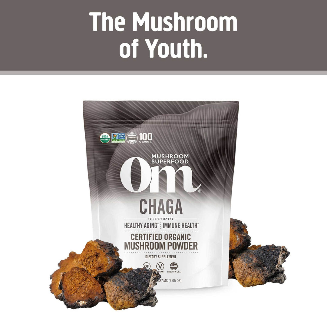 Chaga Organic Mushroom Powder, 7.05 Ounce Pouch, 100 Servings, US Grown, Sacred Antioxidants &amp; Immune Support, Superfood Mushroom Supplement