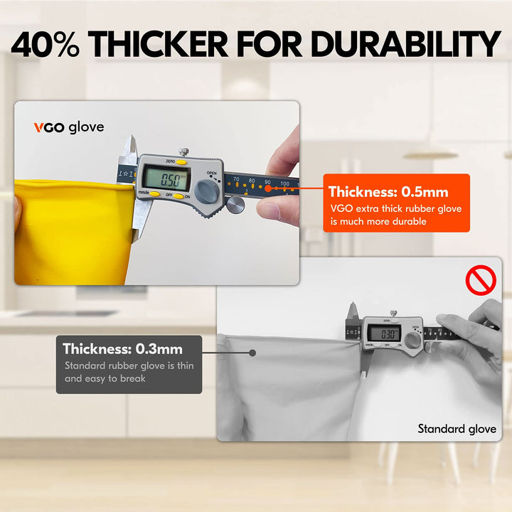 Vgo... 1-Pair Reusable Household Gloves, Rubber Dishwas