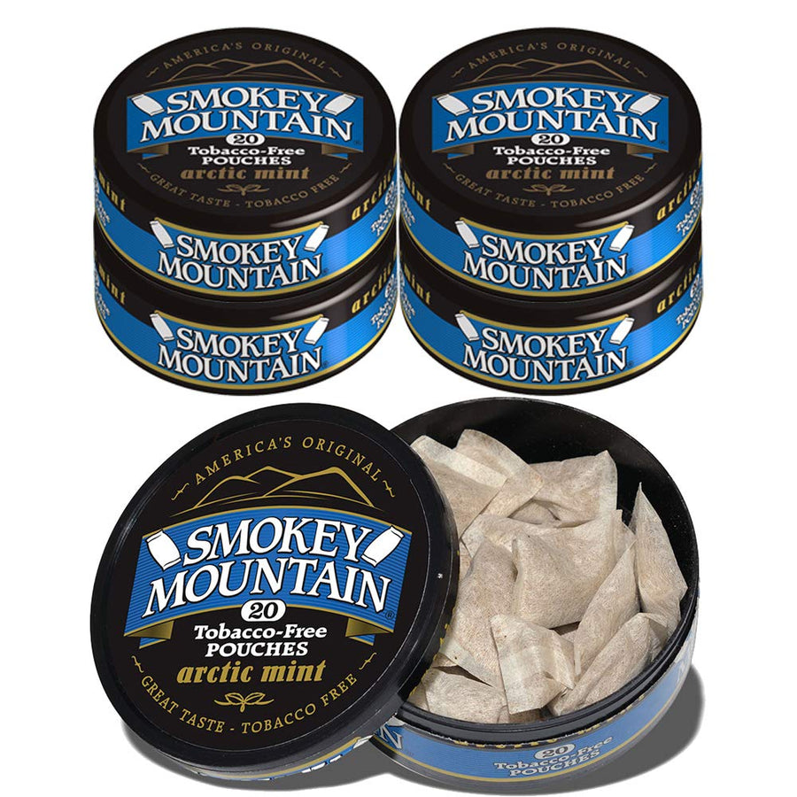 Smokey Mountain Snuff 5 Cans Arctic Mint Pouch Tobacco 