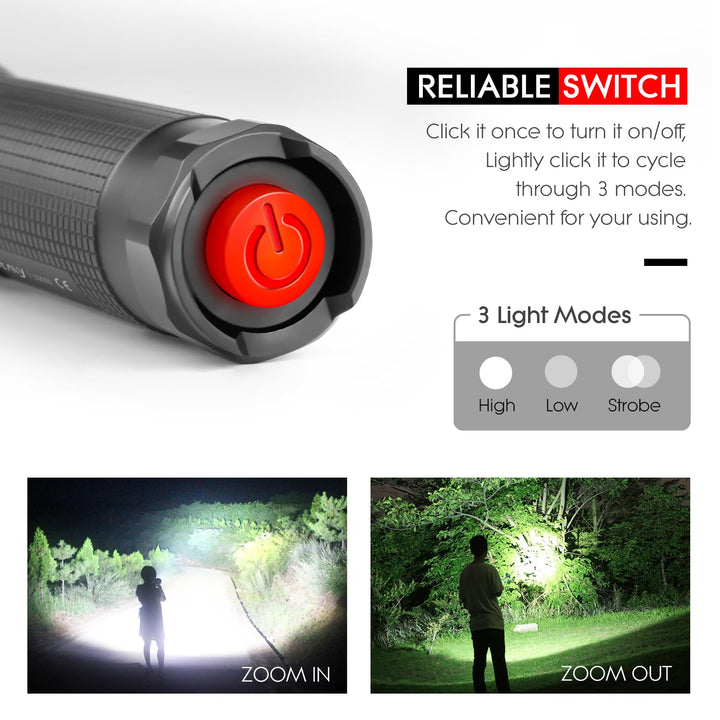 WdtPro High-Powered LED Flashlight S3000, Super Bright 