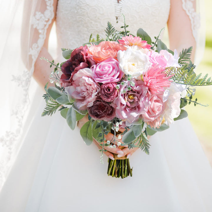 Artificial Rose Flowers Combo Fake Silk Flowers Foam Roses, White Pink Flower for Wedding Decor, Baby Shower, Bridal Shower, Bouquet, Centerpieces Floral Arrangements Tables Home Decorations