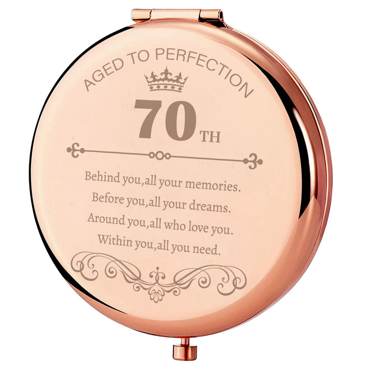 Birthday 70th Gifts Compact Mirror for Women, 70 Years Old Gifts Portable Mirror, Gifts for Older from Child, Anniversary Wedding Christmas Women Gifts