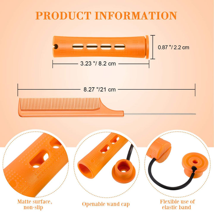 36 Pieces Cold Wave Rod Hair Perm Rods Hair Rollers Perming Rods Curlers with Steel Rat Tail Comb for Hairdressing Styling