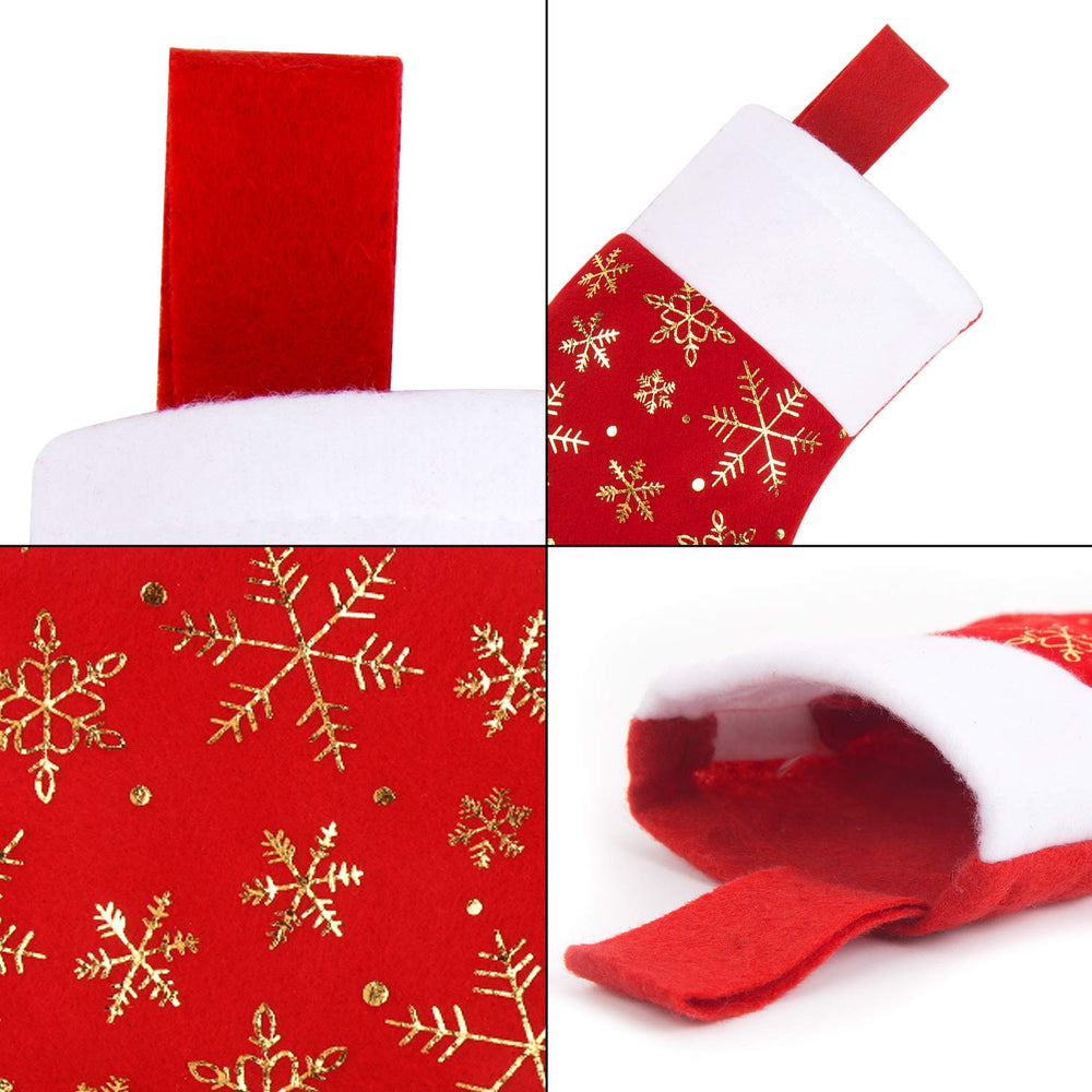 Christmas Mini Stockings,12 Pcs Felt Glitter Snowflake Stockings for Christmas Tree and Room Ornament Decoration and Gift Holder(8Inches)