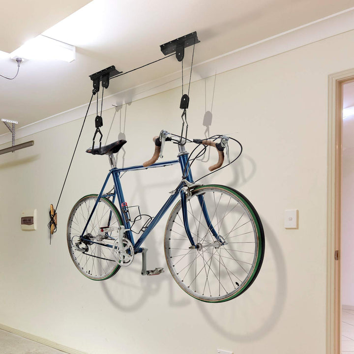 GREAT WORKING TOOLS Ceiling Mount Bike Hoist Set of 2 Bike Hangers Pulley System