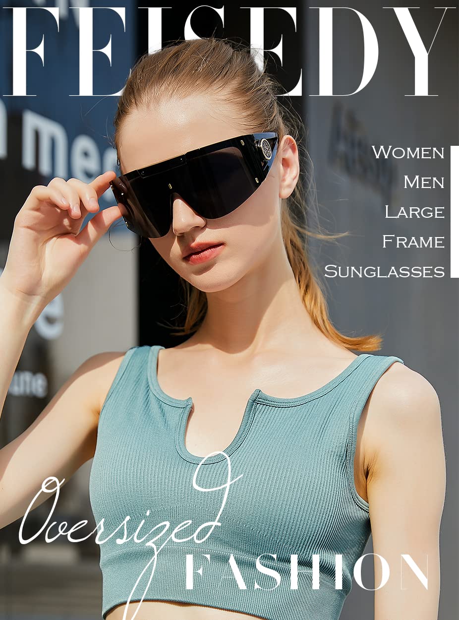 FEISEDY Sunglasses for Women, One Piece Oversized Sungl