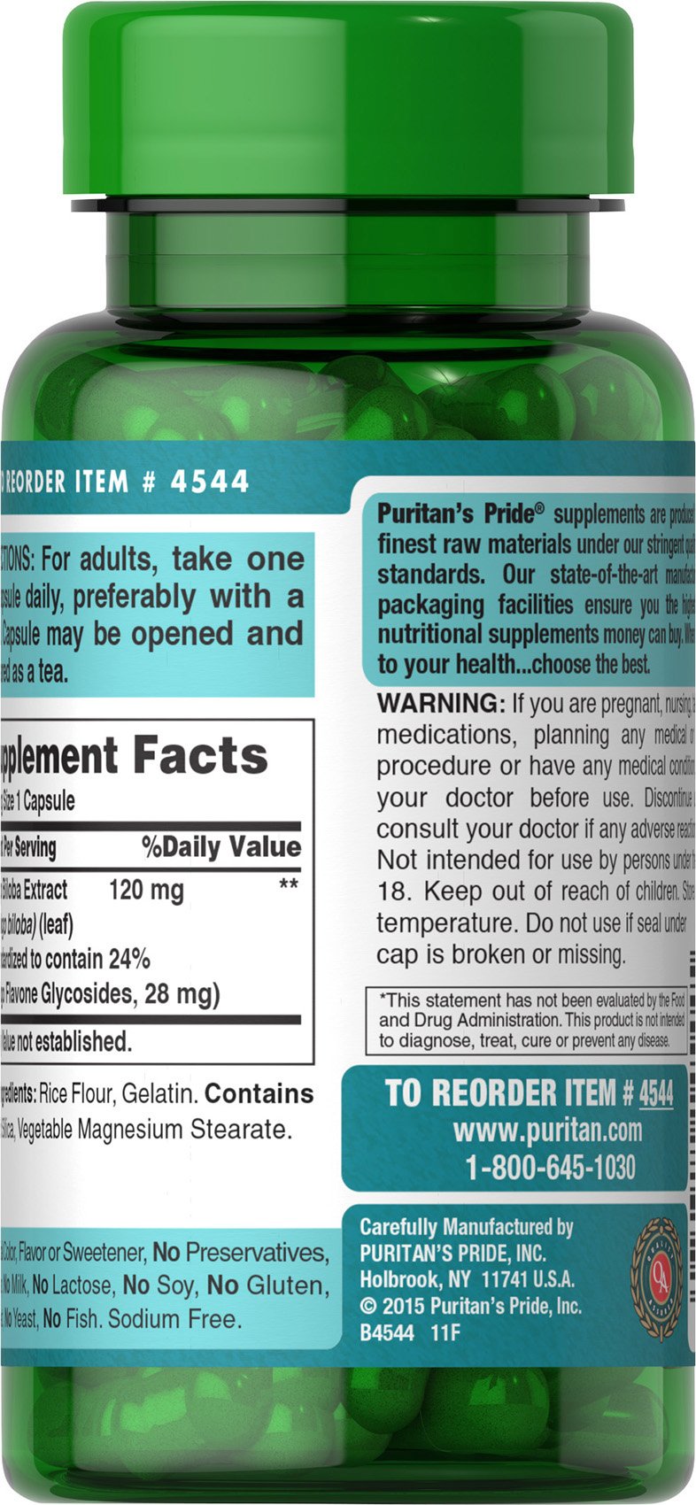 Puritan's Pride Ginkgo Biloba Standardized Extract 