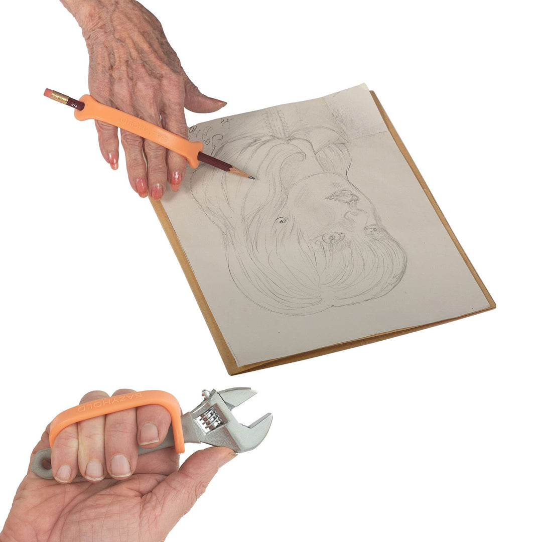 EazyHold Orange Silicone Hand Grip Aid, U Cuff, Utensil