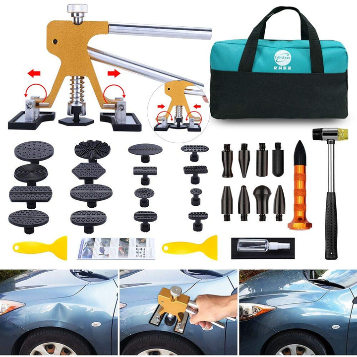 Paintless Dent Puller – Golden Dent Puller Kit, 35pcs Dent Remover Tools with Adjustable Width Dent Repair Tools for Car, DIY Auto Body Dent Repair