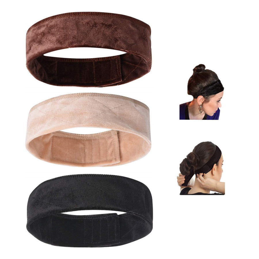 sansheng 3PCS Wig Grip Flexible Velvet Headband Scarf H
