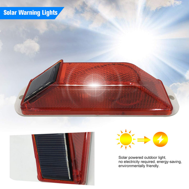 Solar Strobe Warning Light: Sensitive LED Warning Lamp High Bright Waterproof IP65 Light Control Flashing Beacon Barricade Construction Safety Traffic Light for Driveways Dock (Red)