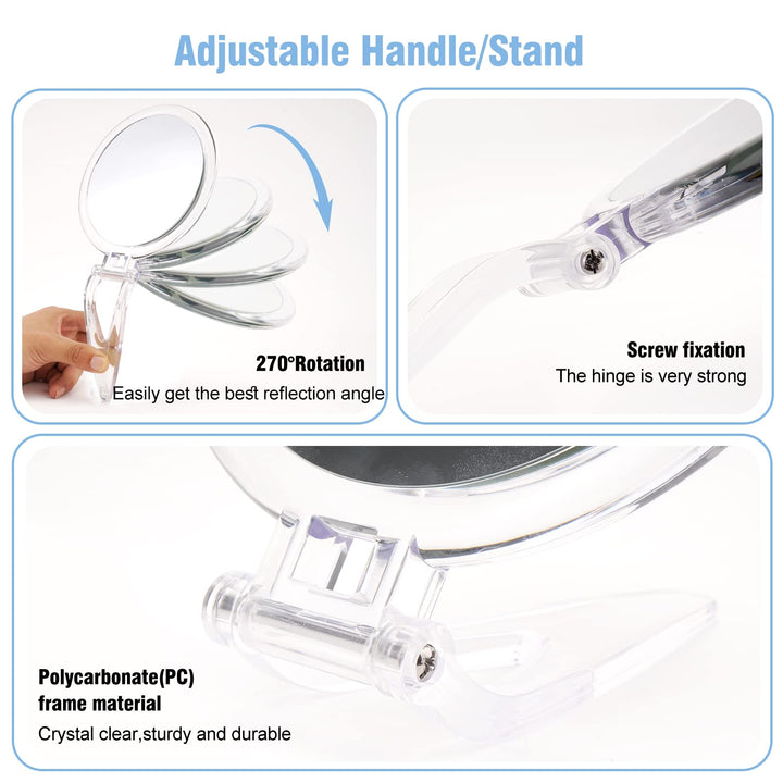 JMH Magnifying Handheld Mirror Double Sided, 1X 20X Mag