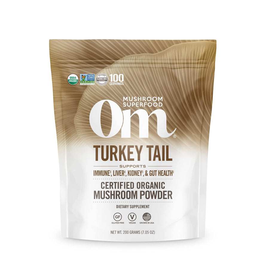 Turkey Tail Organic Mushroom Powder Pouch, 7.05 Ounce, 100 Servings, Immune Support, Polysacchrides, Beta-Glucans, Gut Health & Holistic Defense Mushroom Supplement