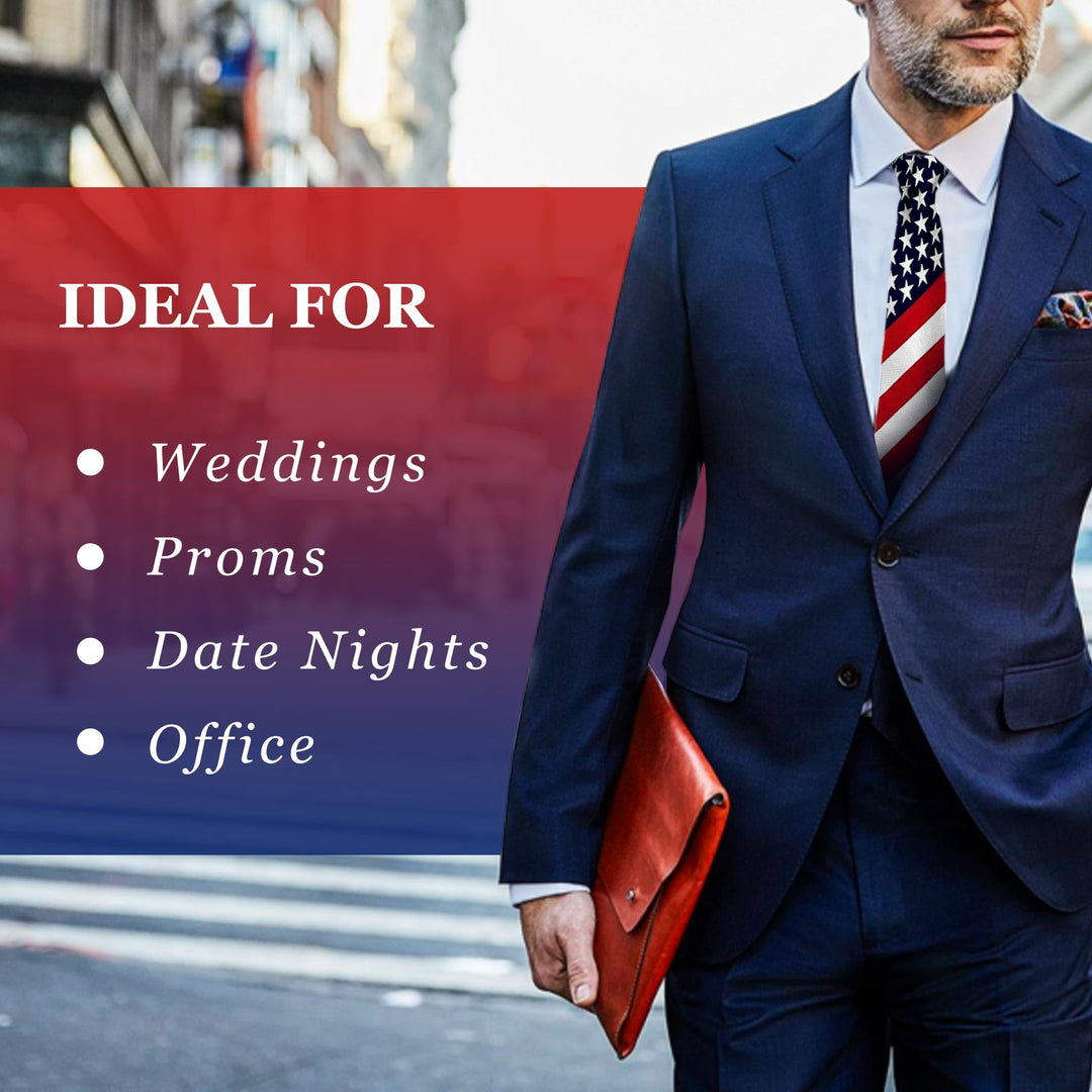 Men&#39;s American Flag Neck Tie USA Patriotic NeckTie Red White Blue Colors (American Flag Neck Tie &amp; Socks)