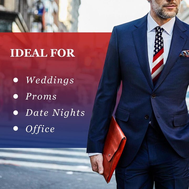 Men&#39;s American Flag Neck Tie USA Patriotic NeckTie Red White Blue Colors (American Flag Neck Tie &amp; Socks)