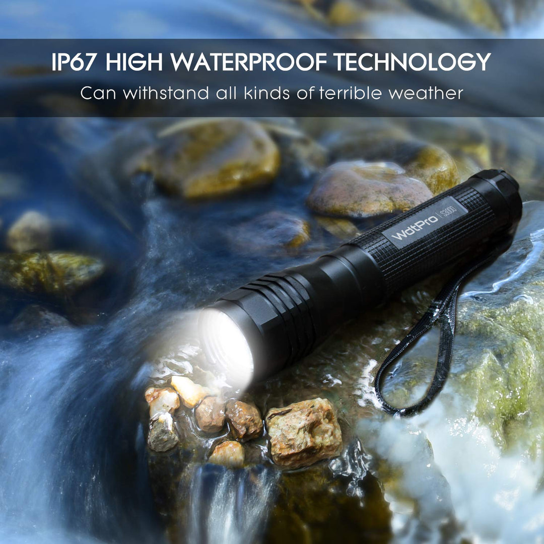 WdtPro High-Powered LED Flashlight S3000, Super Bright 