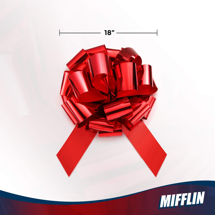 Mifflin-USA Big Car Bow (Metallic Red, 18 inch) Gift Bow, Giant Bow for Car, Birthday Bow, Huge Car Bow, Car Bows, Big Red Bow, Christmas Bow for Cars, Gift Wrapping, Big Gift Bow for Car Decor