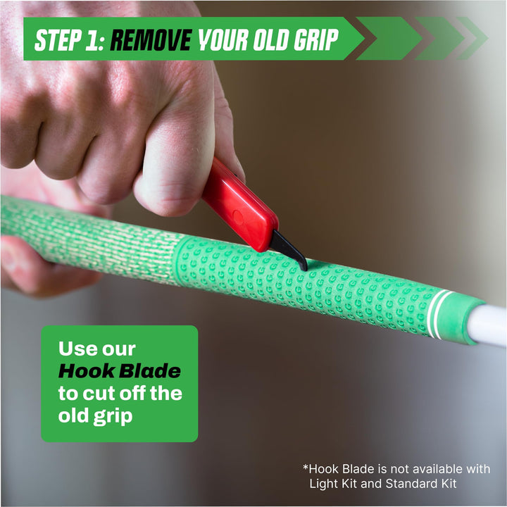 Golf Grip Kits for Regripping Golf Clubs - Professional Quality - Options Include Hook Blade, 15 or 30 Grip Tape Strips, 5 or 8 oz Grip Solvent, Grip Tape Remover, Bench Vise &amp; Rubber Clamp