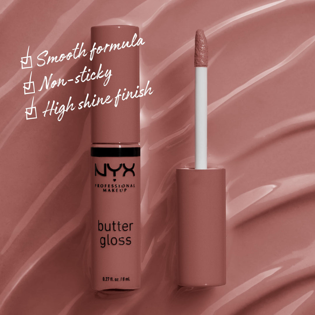 PROFESSIONAL MAKEUP Butter Gloss Brown Sugar, Non-Stick Lip Gloss - Spiked Toffee (Brown Mauve)