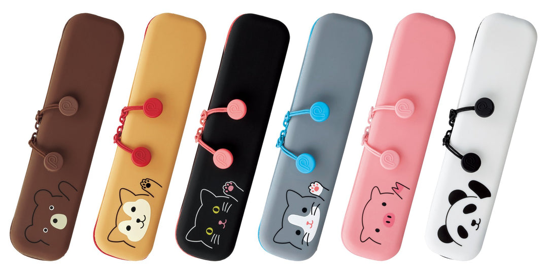LIHIT LAB PuniLabo Slim Zipper Pen Pouch, 7.9 × 1.9, Pig (A7717-5)