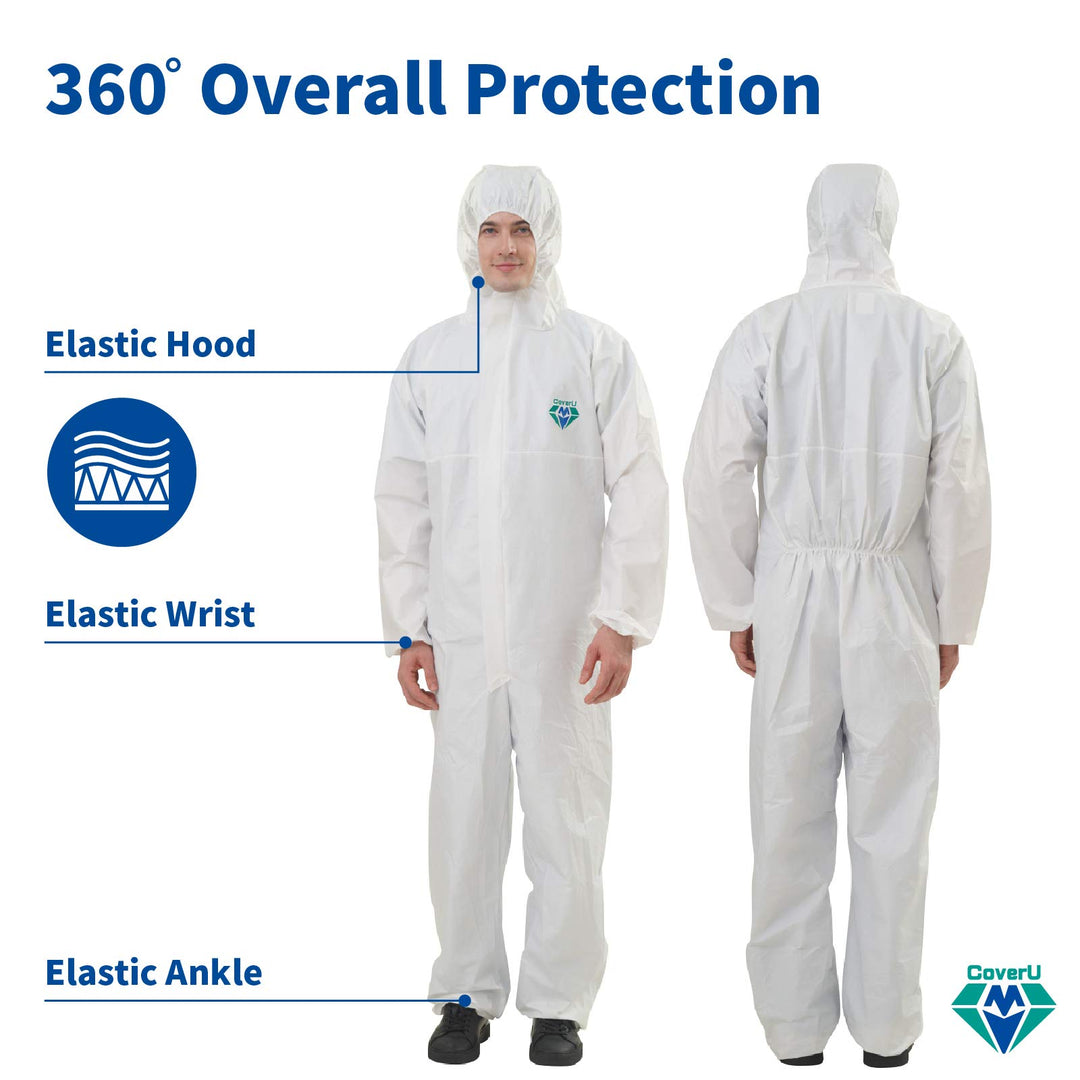 Hazmat Suits - 6 Sizes Options - Disposable Coveralls Suit, Medical Protective Coverall PPE Hazmat Suits