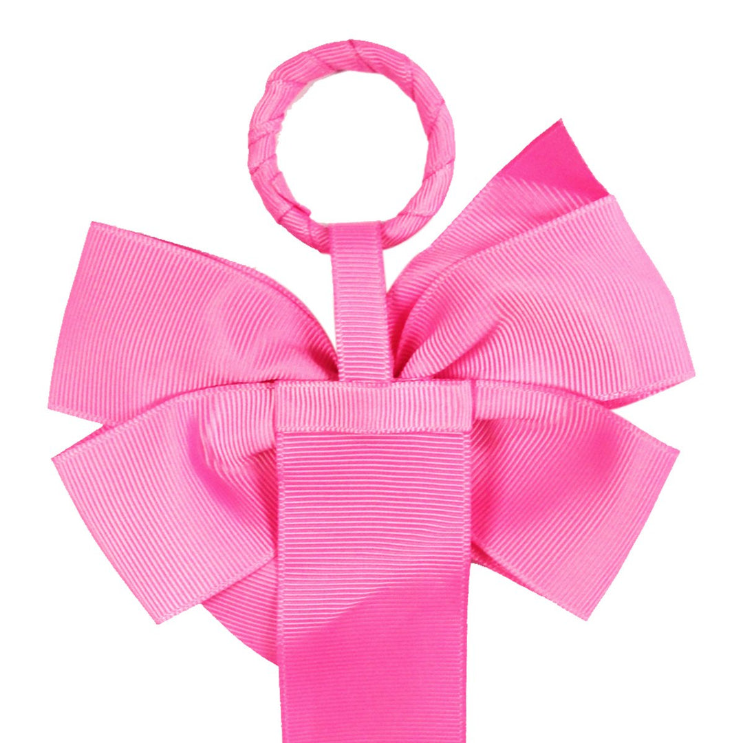 ALLYDREW Long Ribbon Hair Clip &amp; Hair Bow Holder - Hot Pink Polka Dots