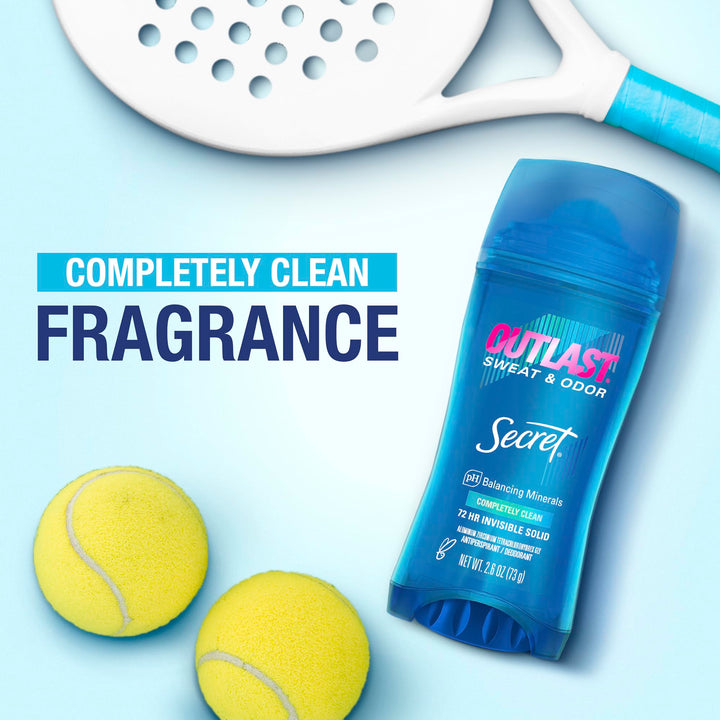 Outlast Antiperspirant Deodorant for Women, Sweat &amp; Odor Protection, PH Balancing Minerals, Invisible Solid, Completely Clean Scent, 2.6 oz