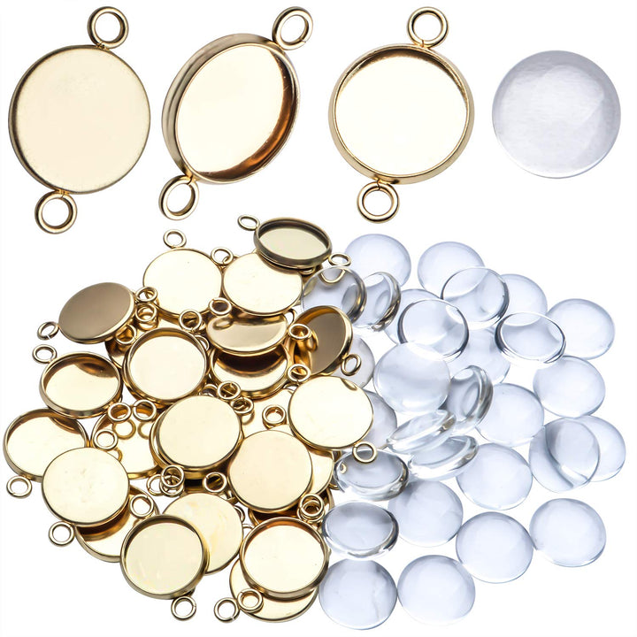 Pendant Blanks,30 Pcs 12mm Stainless Steel Bezel Pendan