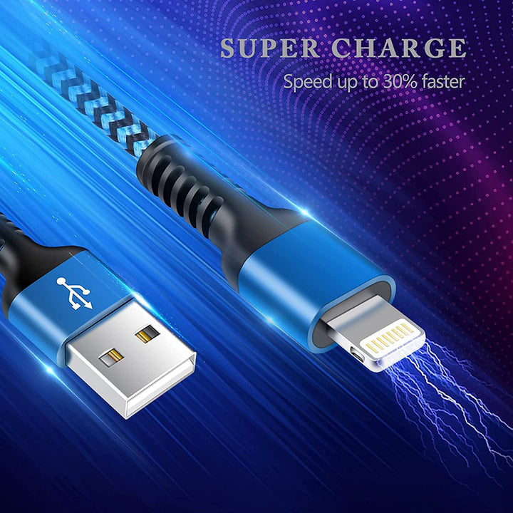 3Pack Lightning Charger Cable for iPhone 14/13 Pro Max/13Pro/13 Mini/12/11/10/X/XR/XS/8 Plus, 6Ft Apple Original Braided Long Charging Cords Fast Charging Lightening Multicolor Powerline Chord Wire