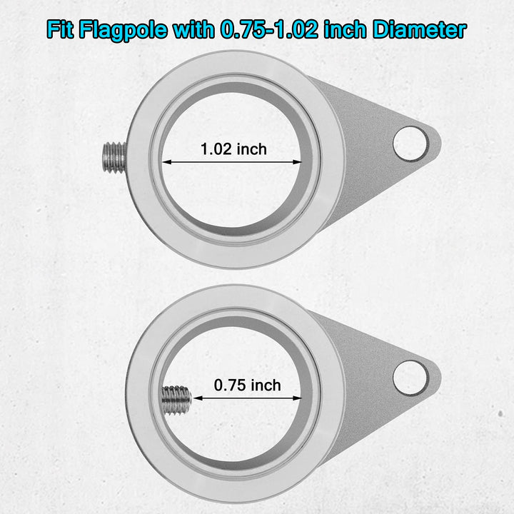 Flag Pole Rings, Aluminum Alloy Flagpole Rings 360° Rotating Anti Wrap Mounting Ring, Spinning Clips with Carabiner for 0.75-1.02 Inch Diameter- Pack of 2 (Matte Silver)