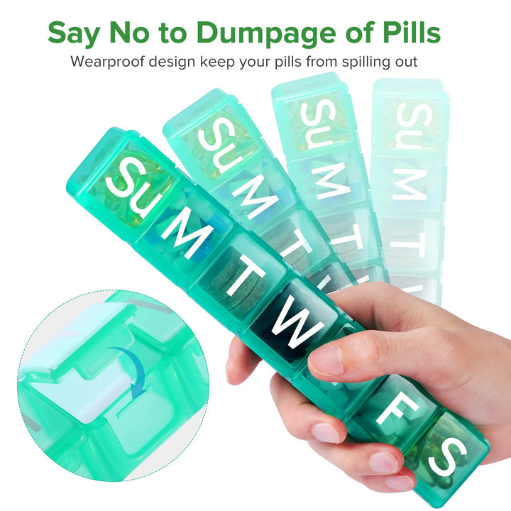 Extra Large Pill Organizer, BPA Free 7 Day Pill Box Cas