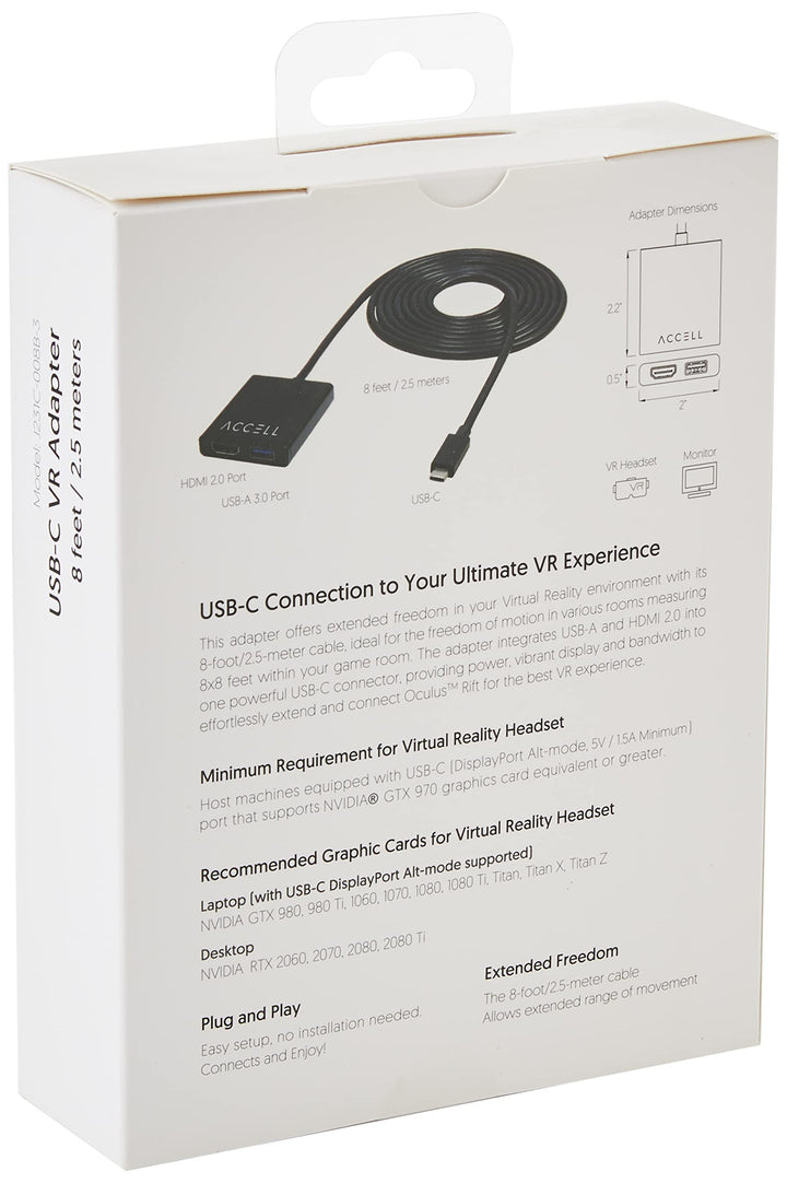 Accell USB-C VR Adapter - USB-C to HDMI & USB Compatible with Oculus Rift and Windows Mixed Reality Headsets Including HTC Vive Samsung Odyssey+ Dell Visor Lenovo Explorer HP Acer & Asus WMR