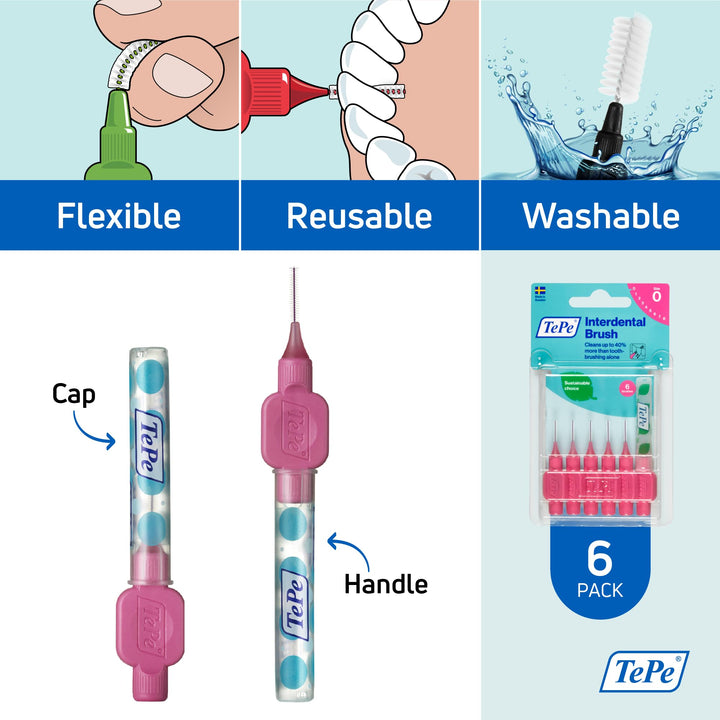 TePe INTERDENTAL BRUSH ORIGINAL - Pink 0.4mm 6 Pack - R